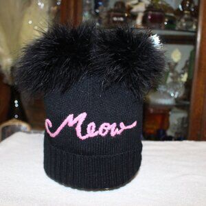 NWT Kate Spade Meow beanie w/marabou ears. super soft CUTE,FUN!!